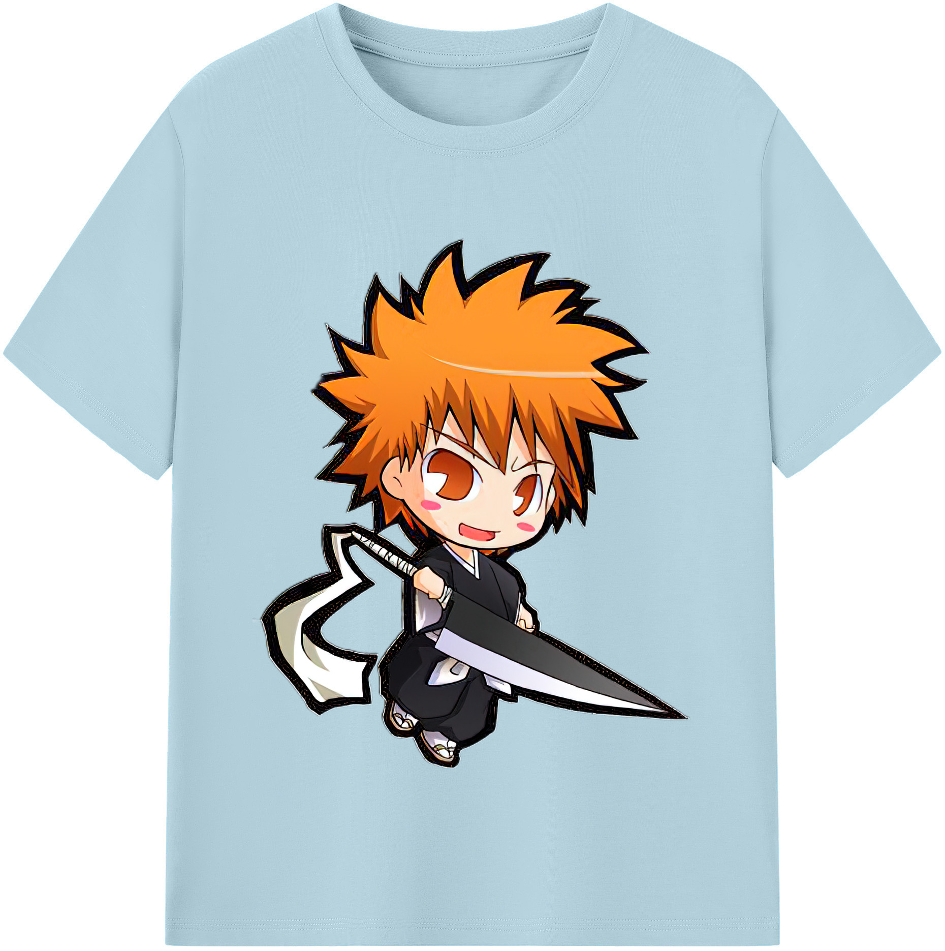 （画像用） ブリーチ 黒崎一護（くろさき いちご）BLEACH Kurosaki Ichigo 綿100％半袖Tシャツ（フロントプリント）